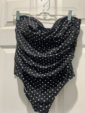 Shade & Shore Black and White Polka Dot One-Piece Swimsuit